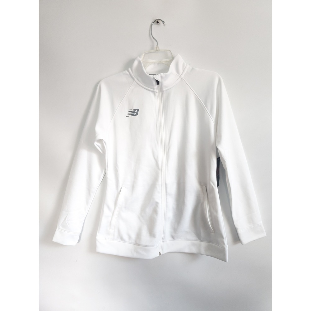 New Balance Womens Training Jacket Medium Knit White Dry Full Zip Athletic NWT